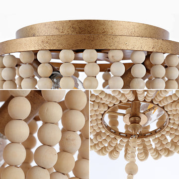 Allison 15" Wood Beaded/Metal LED Flush Mount